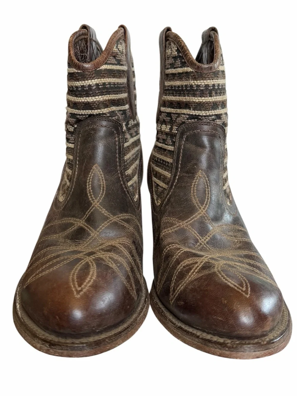 Ariat 9B Meadow Aztec Brown Western Ankle Cowboy Boots Southwestern Tapestry